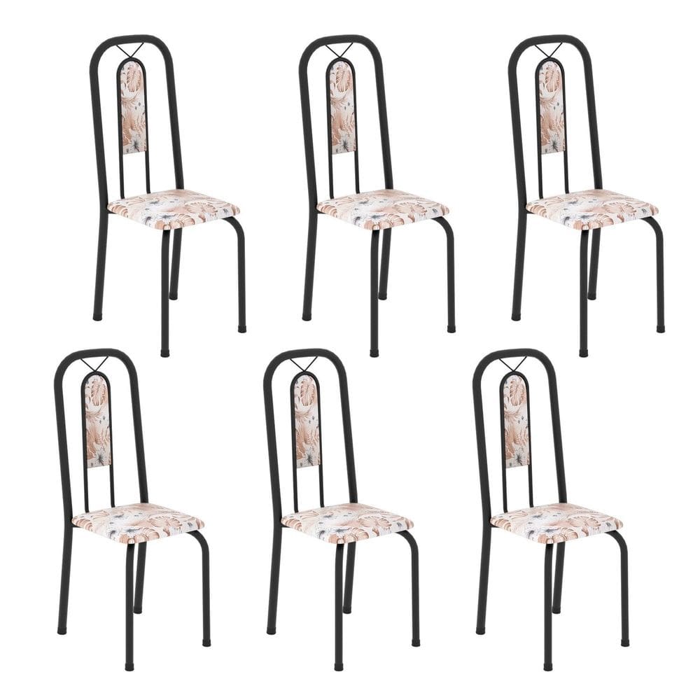 Cadeiras para Sala de Jantar 6 Unidades Lívia Botanic Bege / Preto
