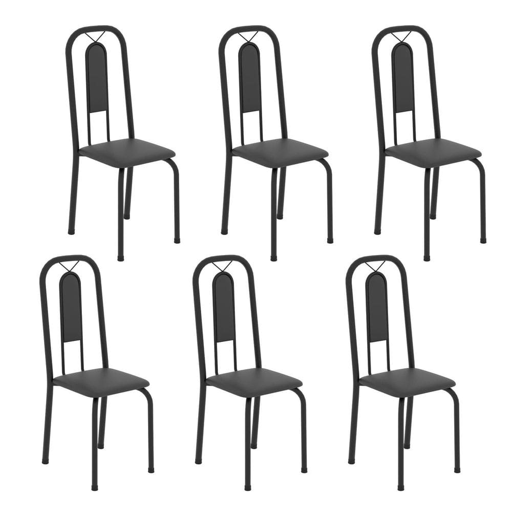 Cadeiras para Sala de Jantar 6 Unidades Lívia Preto Liso