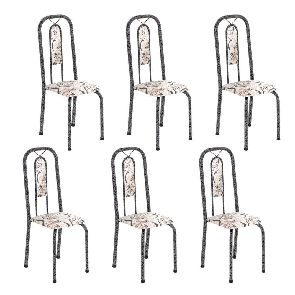 Cadeiras para Sala de Jantar 6 Unidades Lívia Arabesco/ Mart Prata