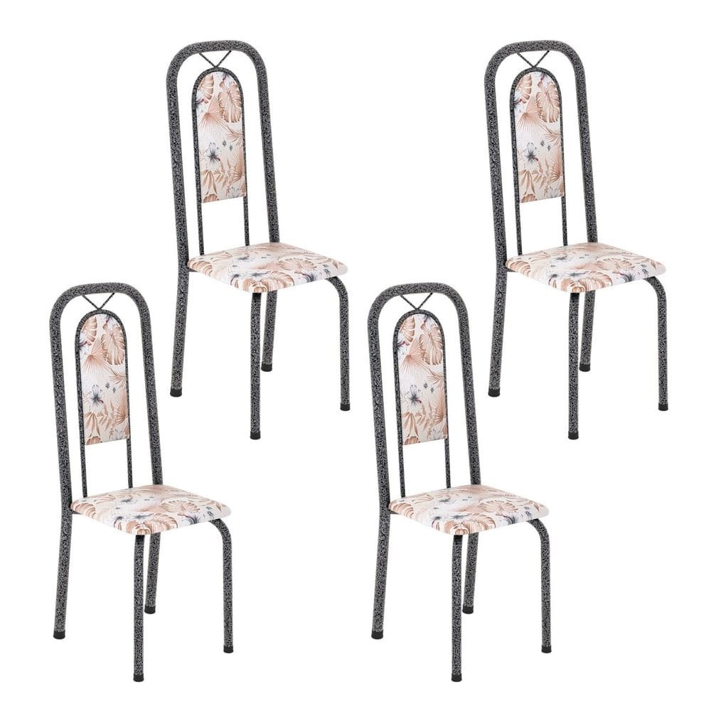 Cadeiras para Sala de Jantar 4 Unidades Lara Botanic Bege / Mart Prata