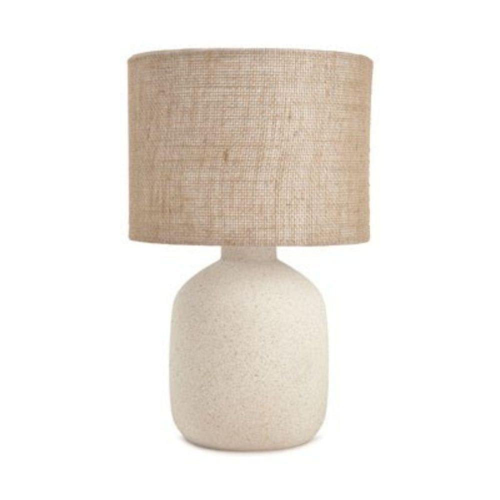 Abajur Luminária Em Cerâmica E Fibra Natural 18269 48X33,5Cm