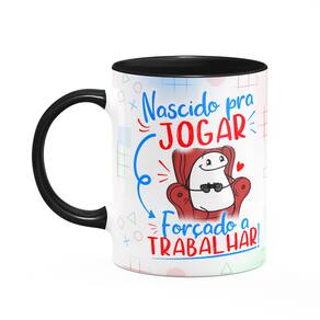 Caneca Flork Gamer - Nascido pra jogar Video Game - B-black