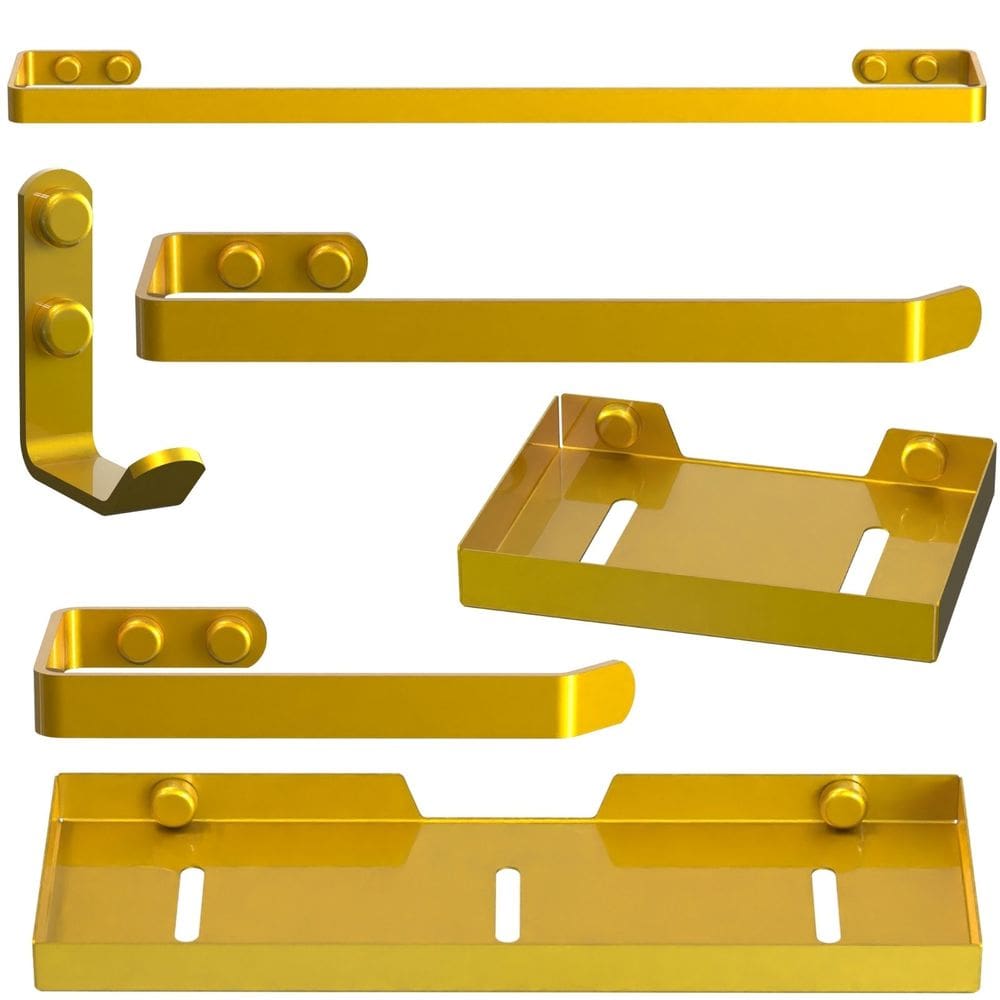 Kit Acessórios Para Banheiro 6 Peças Dourado FS Plus