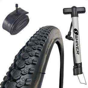 Pneu Bike Bicicleta Mtb Shiver Scorpion Excess Aro 26 x 1.95 banda leve + Camara 26 + bomba de ar