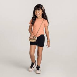Shorts Básico Infantil Menina Em Cotton Brandili Preto