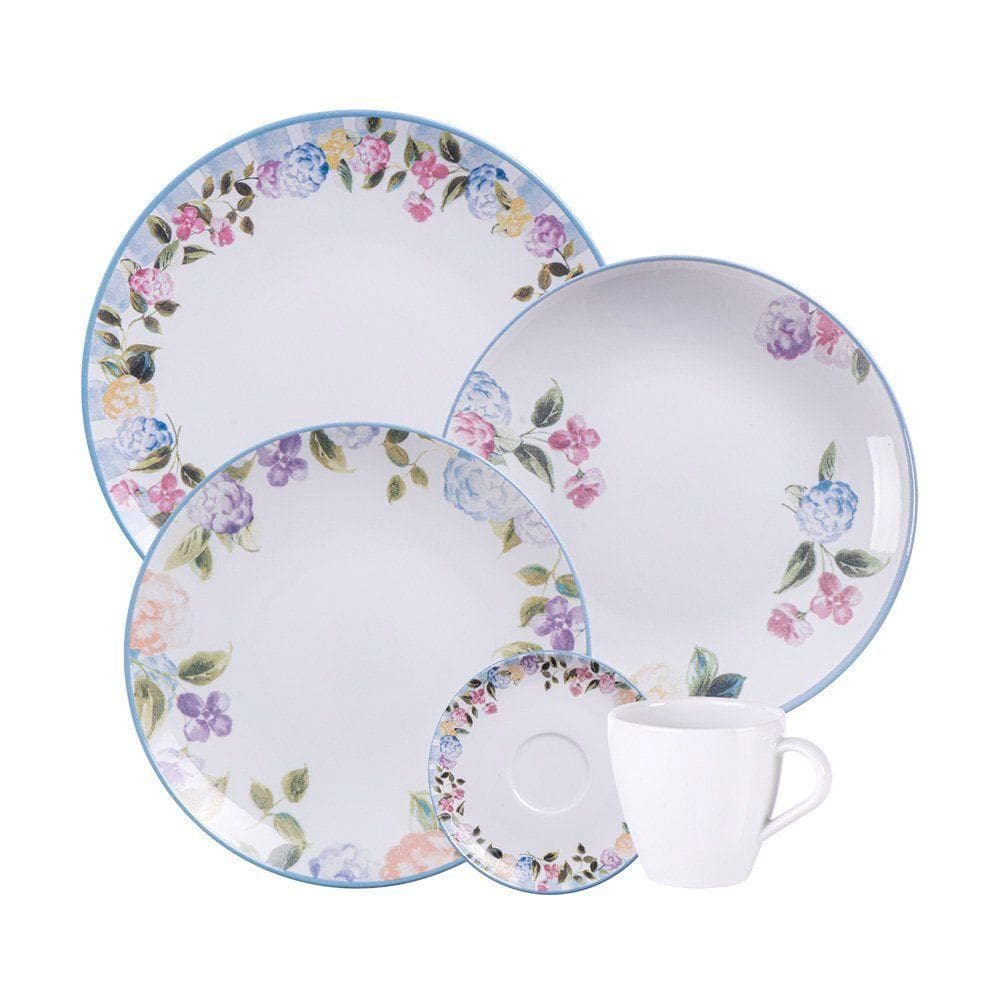 Aparelho de Jantar Tramontina Aura 20 Peças em Porcelana Decorada