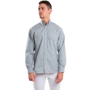Camisa Social Xadrez Mangas Longas Verde Listrado
