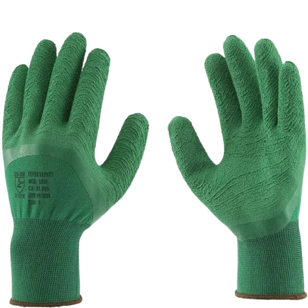 Luva SN 1009 Látex Corrugado Verde Super Safety CA 31895