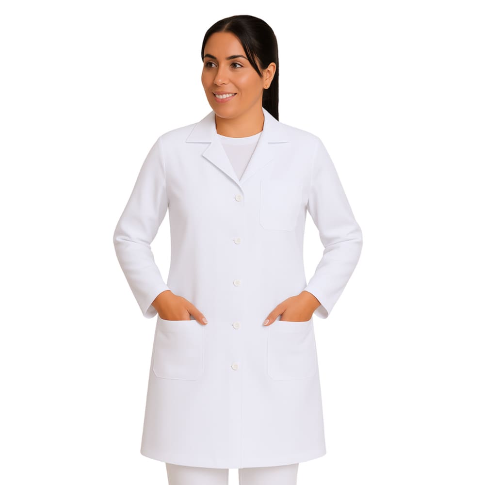 Jaleco Guarda-Pó Manga Longa Gabardine Feminino Branco