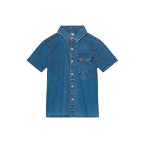 Camisa Jeans Infantil Menino Com Bolsos Azul Brandili