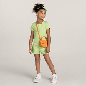 Shorts Básico Infantil Menina Em Moletinho Verde Brandili