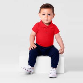 Body Polo Bebê Menino em Meia Malha - Vermelho - Brandili