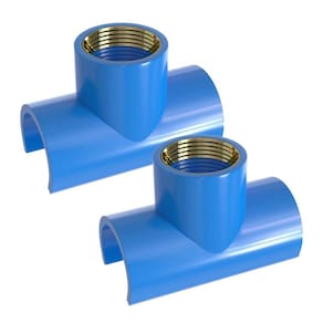 Kit 2 Tapa Furo Tee Pvc/Latão Rosca 25Mm X 3/4 Azul Estrela
