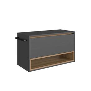 Gabinete Suspenso 80cm Mel Grafite com Nicho Toalheiro Porta BH8060MG