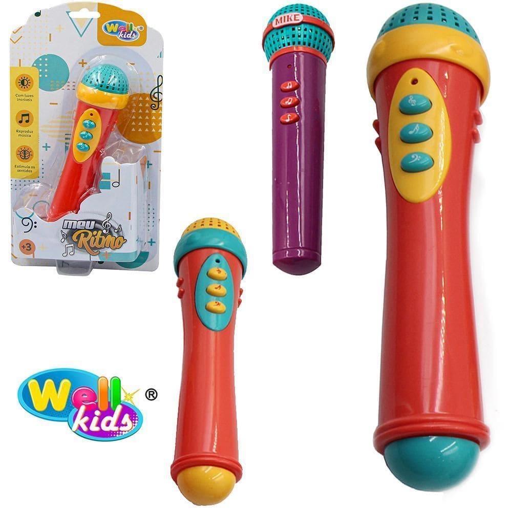 Microfone Musical Infantil Meu Ritmo Com Luz A Pilha
