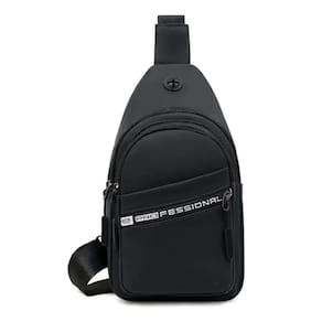Mochila Bolsa Tiracolo Transversal Pochete De Peito Cross Body Impermeável Com Saída Para Fone Preto