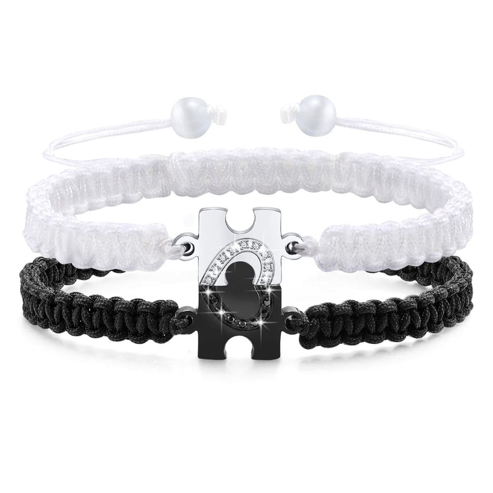 Conjunto de pulseiras Mealguet Puzzle Heart Braided Inox Steel