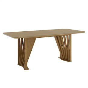 Mesa de Jantar Adriana 200 cm Canto Arredondado com Vidro Nature – Henn