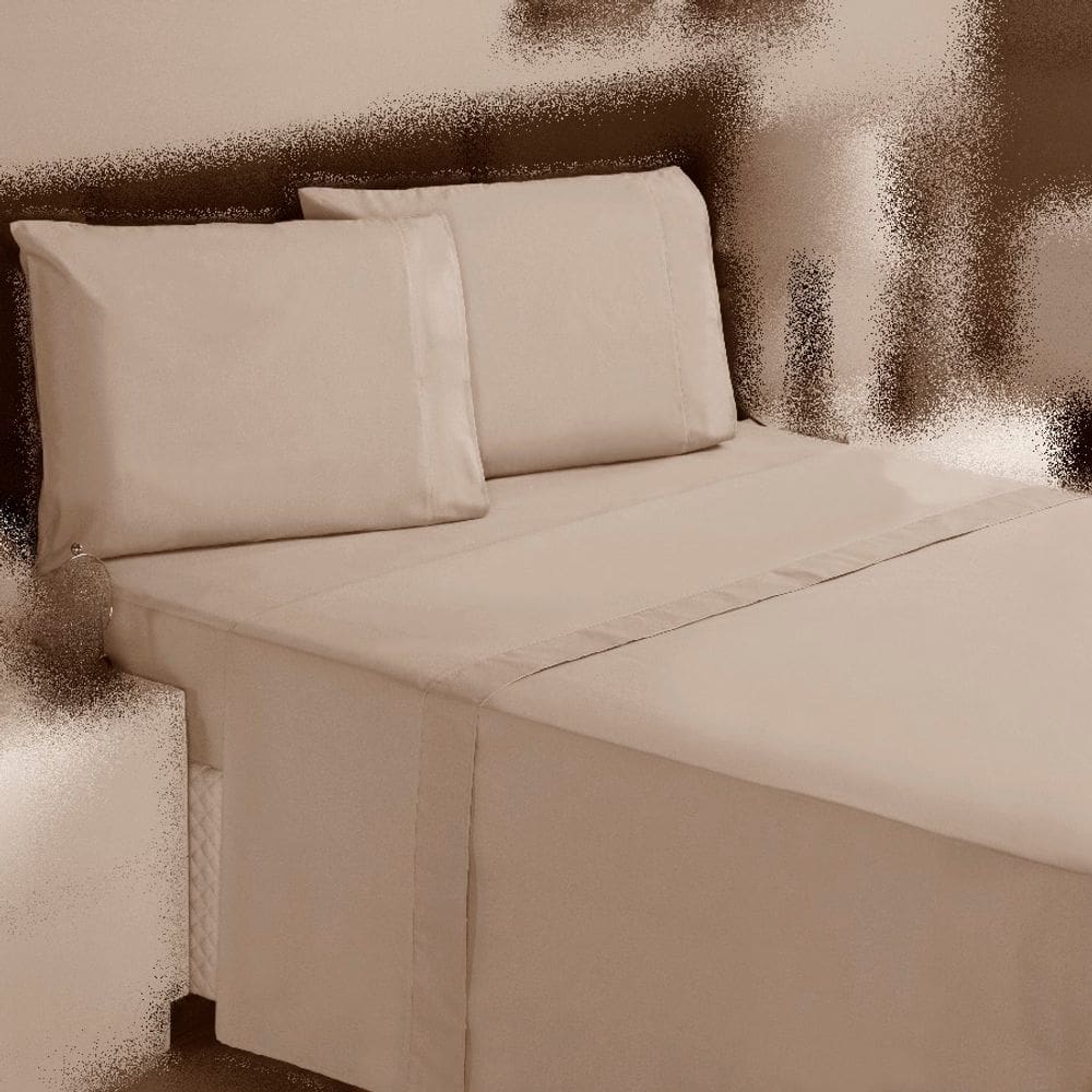 Jogo de Cama Casal 4p Lençol + Fronha 100% Algodão Percal Rubi