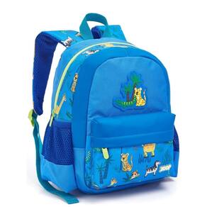 Mochila Costas Animais Zoo Safari Azul Meninos Escola Creche