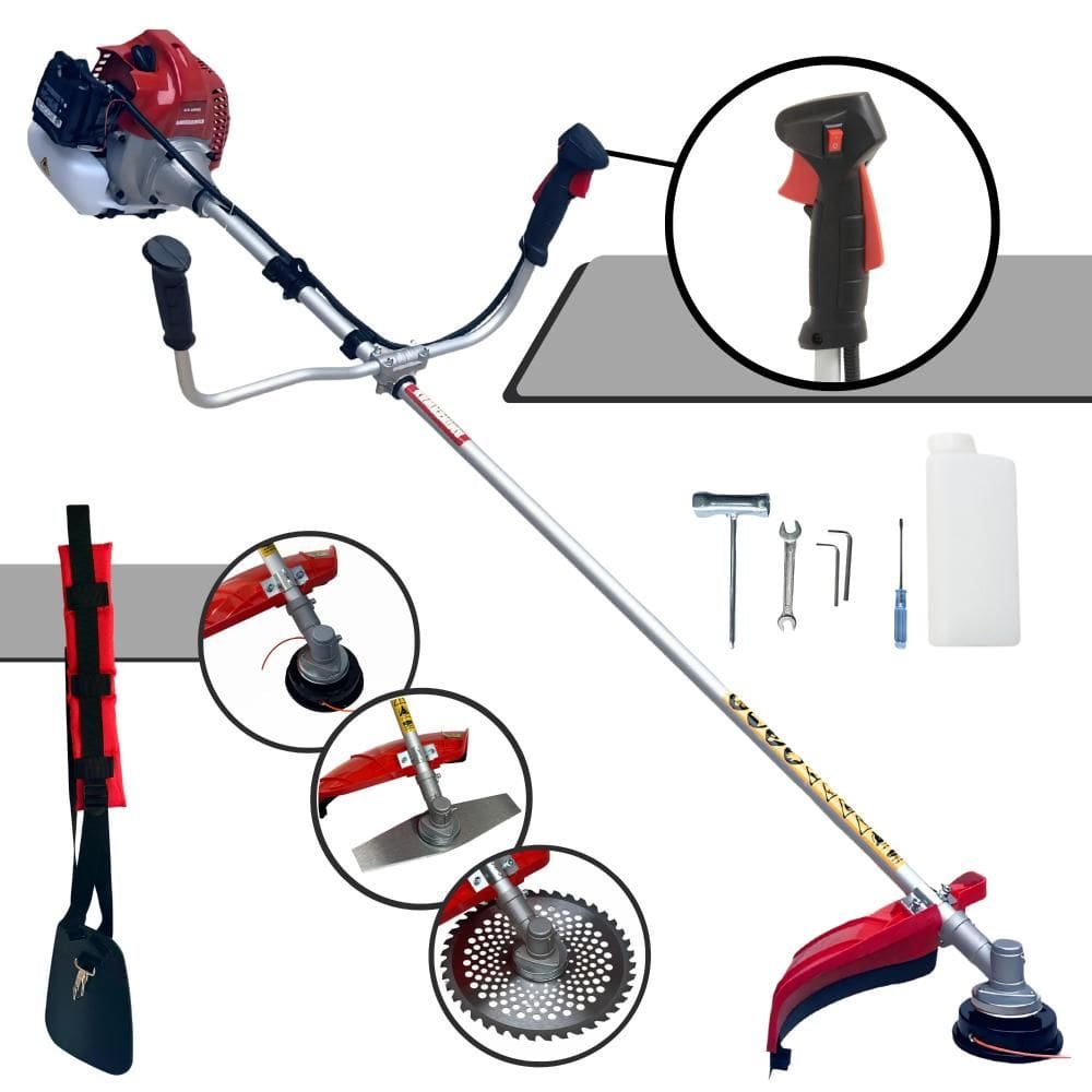 Roçadeira Profissional Completa Kawashima BCJ521-L À Gasolina 2T 52cc 2,5HP de Potência 10000rpm + Lâmina 2 Pontas + Lâmina 40 Dentes + Carretel Nylon