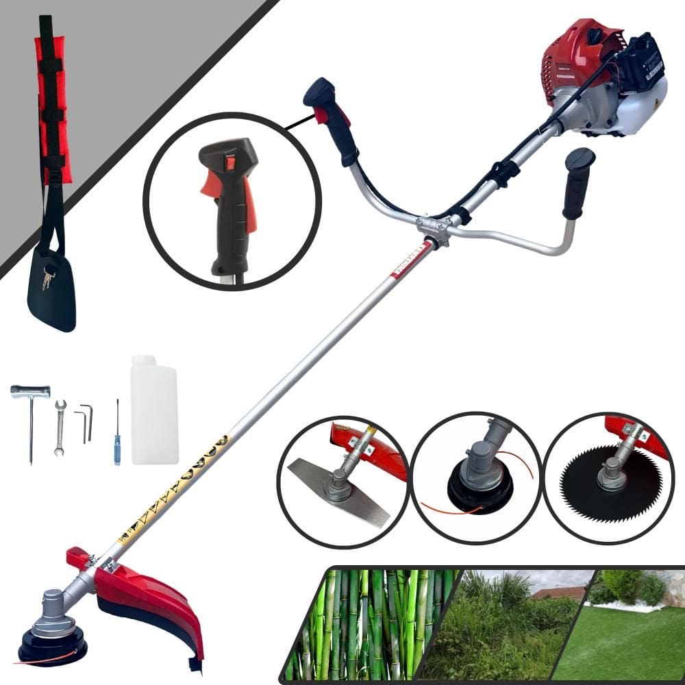 Roçadeira Completa Profissional Kawashima BCJ521L À Gasolina 2T 52cc 2,5HP de Potência 10000rpm + Lâmina Facão + Lâmina 80 Dentes + Carretel Nylon