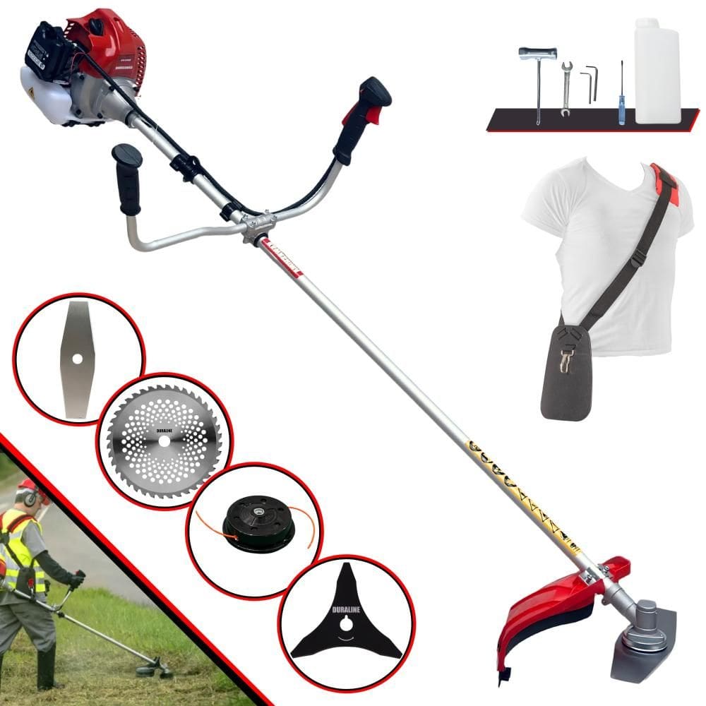 Roçadeira Máquina de Corta Grama À Gasolina Kawashima BCJ521L 2T 52cc 2,5HP 10000rpm + Lâmina Facão + Lâmina 3 Pontas + Lâmina 40 Dentes + Carretel