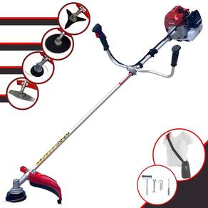 Roçadeira À Gasolina Completa Kawashima BCJ521L Motor 2T 2,5HP 52cc 10.000rpm Com Carretel e Lâmina 2 Pontas + Kit Lâminas 3 Pontas e Disco 80 Dentes
