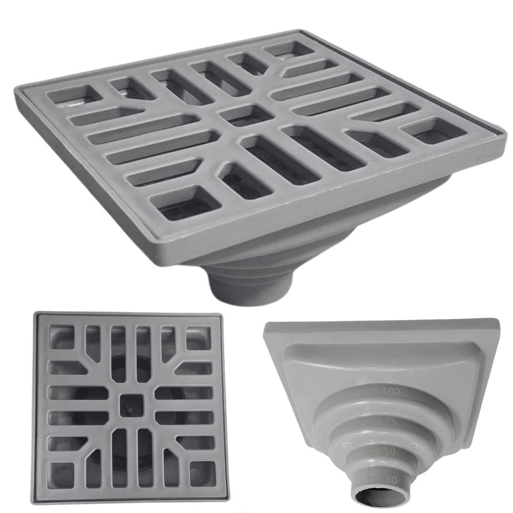 Ralo Anti Odor 15x15 Plástico Cinza Conforto Térmico Saidas Adapt 40mm até 100mm