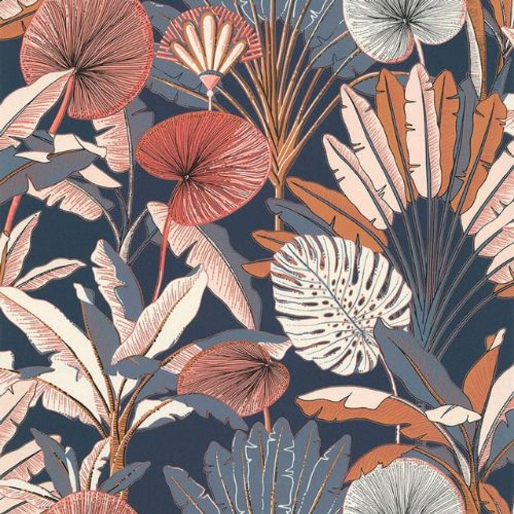 Papel de Parede Sejours Et Chambres 2 Folhagem Azul 11221001