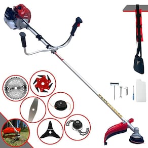 Máquina de Cortar Grama Profissional À Gasolina Kawashima BCJ521L 2 Tempos 52cc 2,5HP 10.000rpm Roçadeira Completa Multifunções Com 6 Opções de Cortes