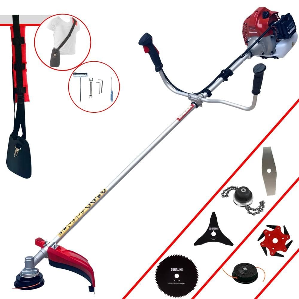 Roçadeira Robusta Kawashima BCJ521L À Gasolina 52cc 2,5HP 6 Opções de Corte Com Carretel + Facas 2 Pontas + 3 Pontas + 6 Pontas + 80 Dentes + Trimmer