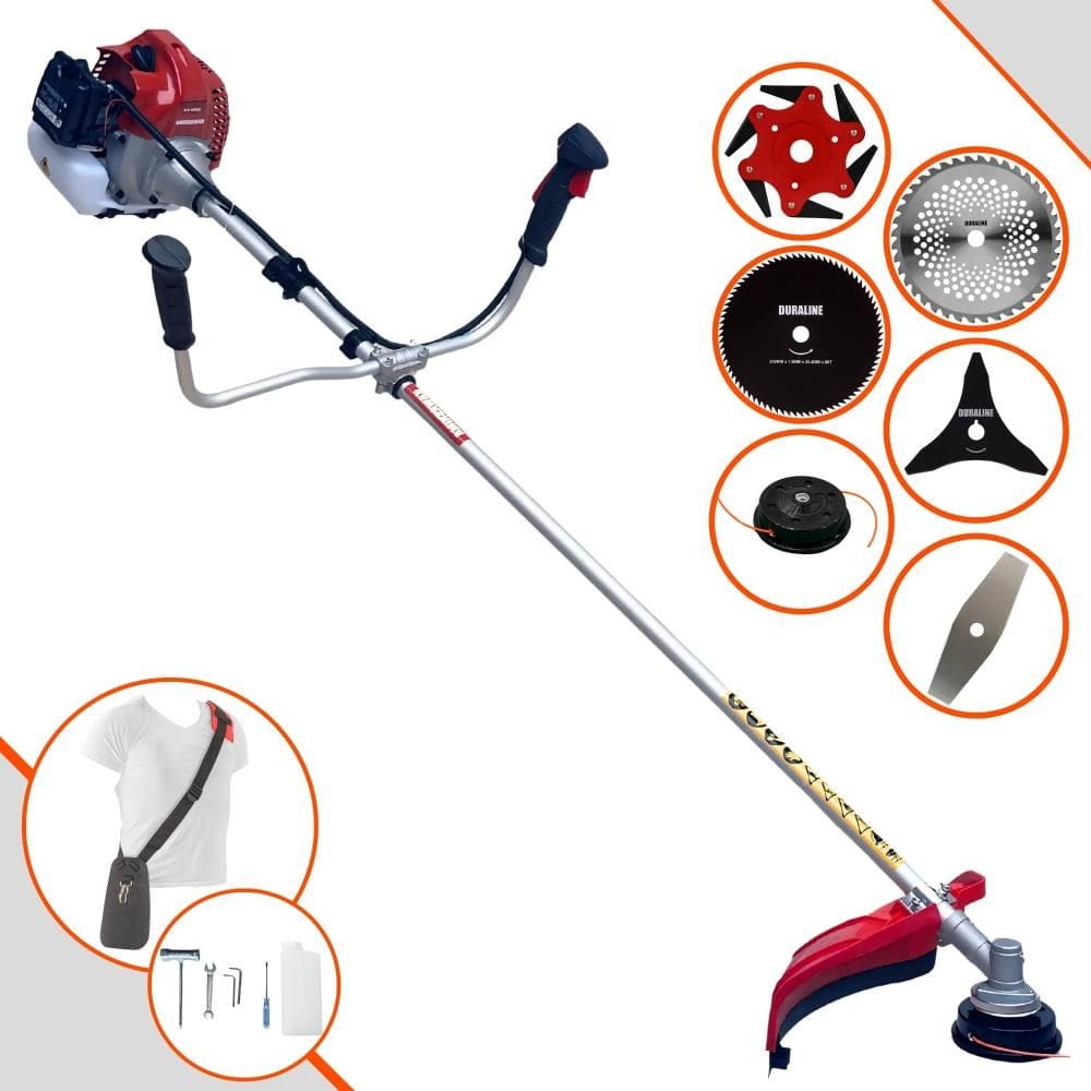 Máquina de Cortar Grama Profissional À Gasolina Kawashima BCJ521L 2T 52cc 2,5HP 10.000rpm Roçadeira Completa Multifuncional Com 6 Opções de Cortes