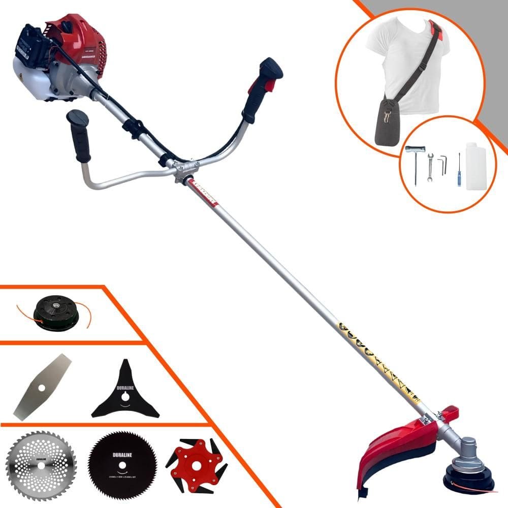 Roçadeira Kawashima BCJ521L À Gasolina 2,5HP 52cc Com Carretel + Faca 2 Pontas + Faca 3 Pontas + Faca 6 Pontas + Faca 40 Dentes Vídea + Faca 80 Dentes