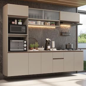 Armário de Cozinha Completa 260 cm Suspenso Crema Nice Madesaa 15