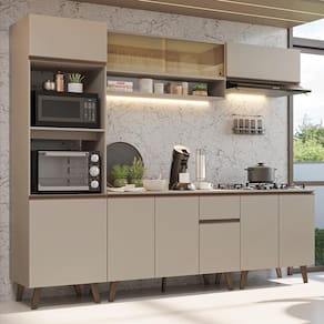 Armário de Cozinha Completa 260 cm Crema Nice Madesa 01