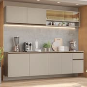 Armário de Cozinha Completa 240 cm Suspenso Crema Nice Madesa 05