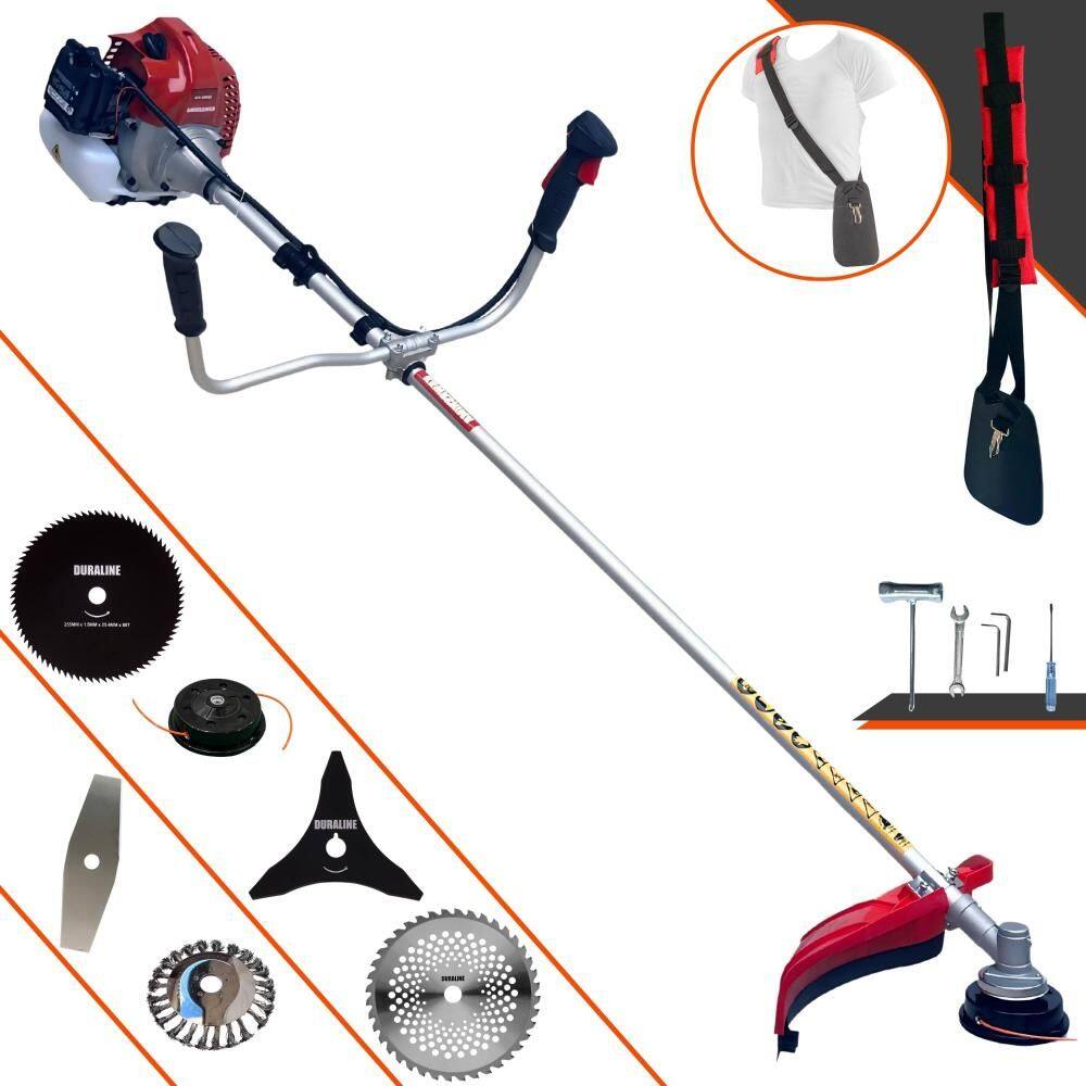 Aparador de Grama À Gasolina Kawashima BCJ521L 52cc 2,5HP 10000rpm Multifuncional Com 4 Lâminas de Corte + Carretel de Nylon + Escova de Aço 24 Cerdas