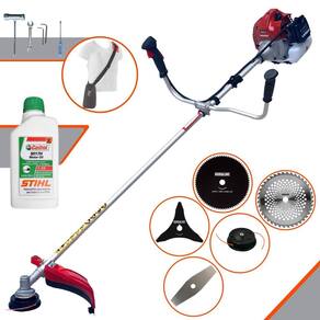 Roçadeira Multifuncional Kawashima BCJ521L À Gasolina 52cc 2,5HP 10.000rpm Completa 5 Em 1 Com Carretel + Kit 4 Lâminas de Corte + ÓLEO STIHL 2 Tempos
