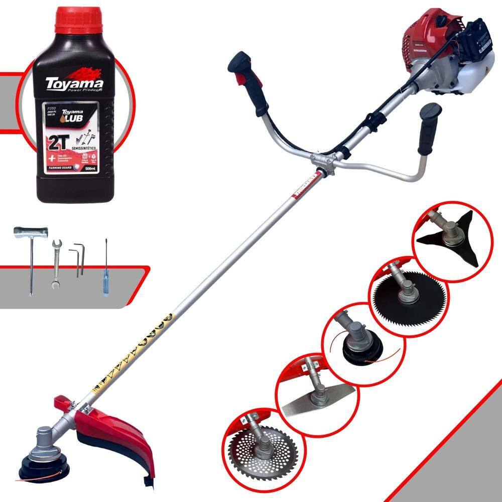 Roçadeira Profissional À Gasolina Kawashima BCJ521L 52cc 2,5HP de Potência 10.000rpm Alta Performance Completa Com 8 Opções de Cortes + ÓLEO TOYAMA 2T