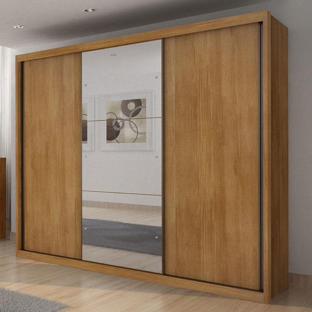 Guarda Roupa Casal Ambiente Palazzo 3 Portas 6 Gavetas Cumaru 23 com Espelho – Novo Horizonte