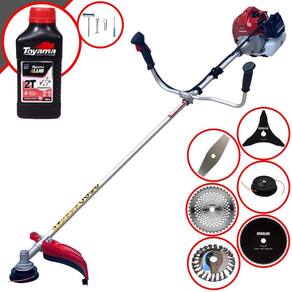 Roçadeira Kawashima BCJ521-L À Gasolina 52cc 2,5HP 10.000rpm Cortador de Grama 6 Em 1 Com Carretel + Kit 4 Facas + Escova de Aço + ÓLEO TOYAMA 2T