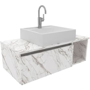 Gabinete de Banheiro 80 cm com Cuba 1 Porta e Nicho