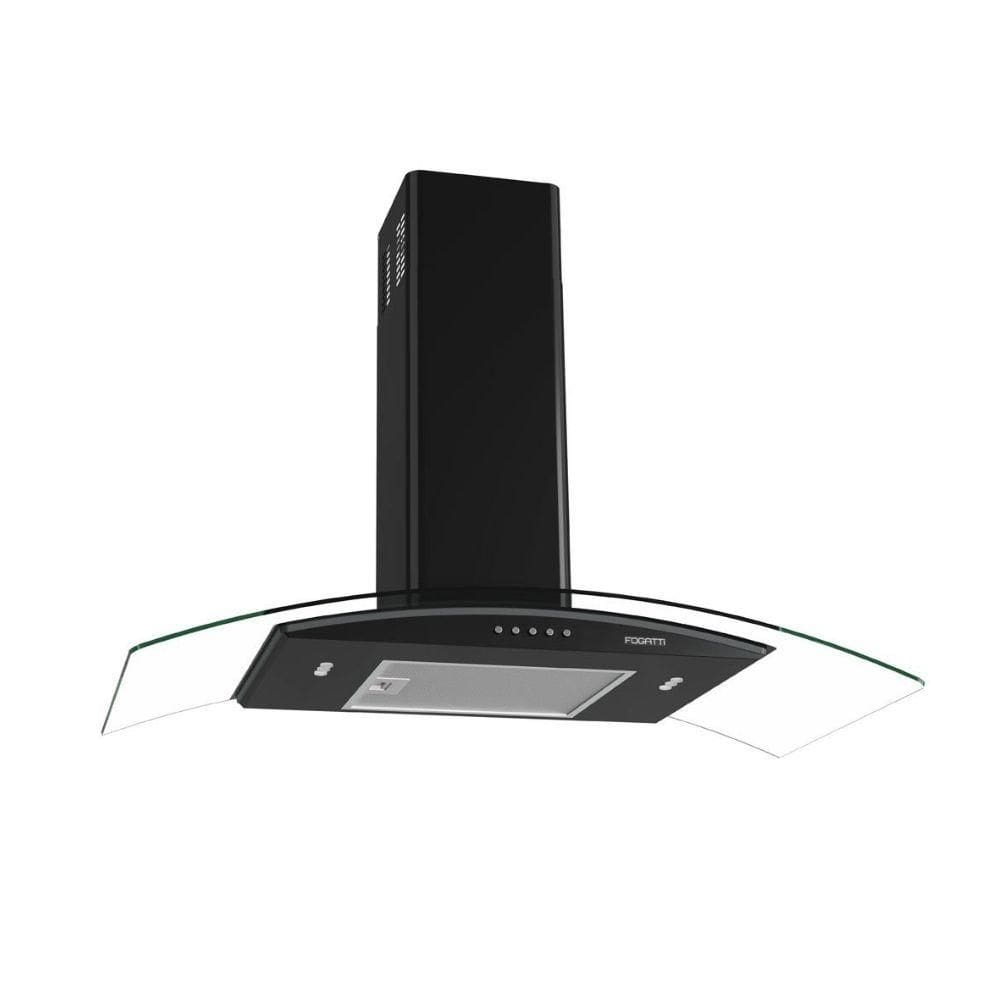 Coifa de Parede Fogatti Clean 90cm Vidro Curvo, Sucção Silenciosa, 3 Velocidades, Led, Função Exaustor e Depurador