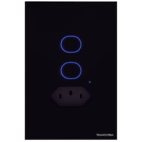 Interruptor Onne Touch Smart Tramontina Preto Com 2 Canais E 1 Tomada 2p+t 10 A 250 V Tramontina