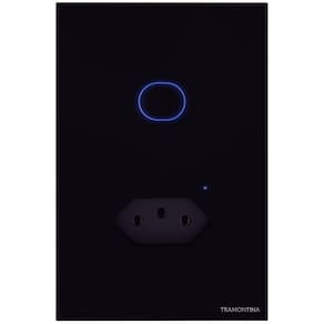 Interruptor Onne Touch Smart Tramontina Preto Com 1 Canal E 1 Tomada 2p+t 10 A 250 V Tramontina