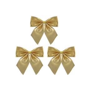 Kit 3 Laços Natalinos Dourado Brilho Suave 10x9cm - Magizi