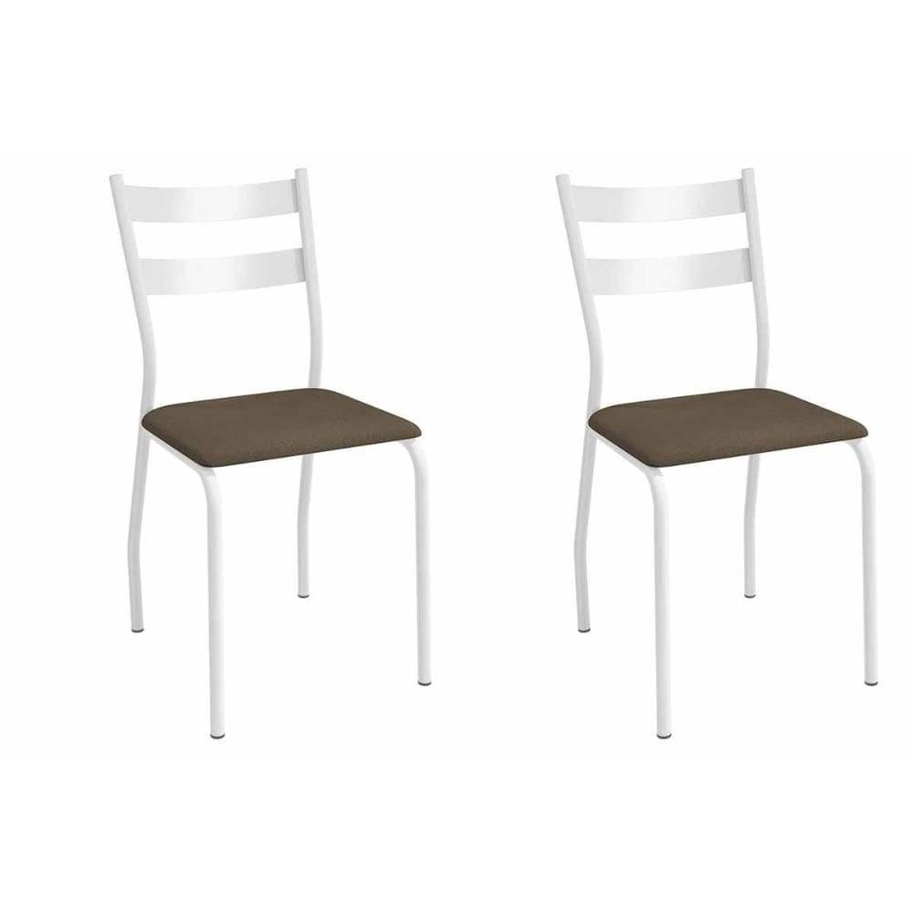 Cadeira Sala de Jantar Bali 2C141BR Aço Kit 2 Un Branco/Suede Capuccino - Kappesberg