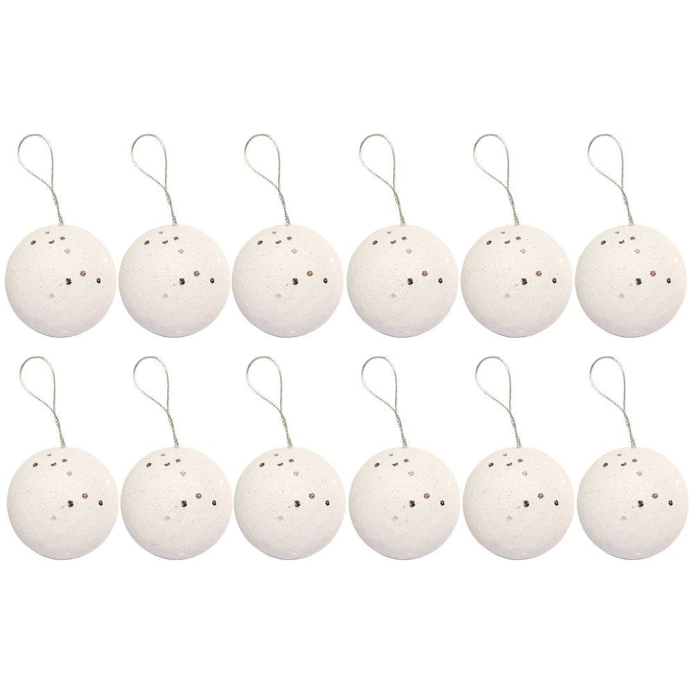 Jogo 12 Bolas de Natal Max Glitter Branco Prime 4cm na Caixa - Magizi
