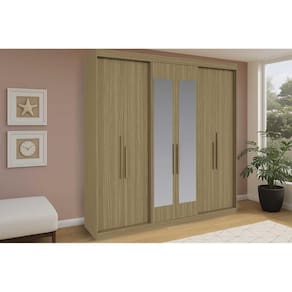Guarda Roupa Casal 6 Portas (2 c/ Espelho) e 4 Gavetas PH 18041 Cedro - Herval